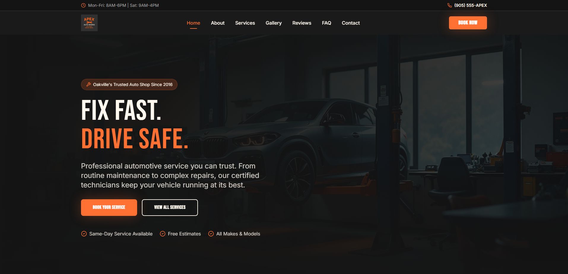 Apex Auto Works website preview