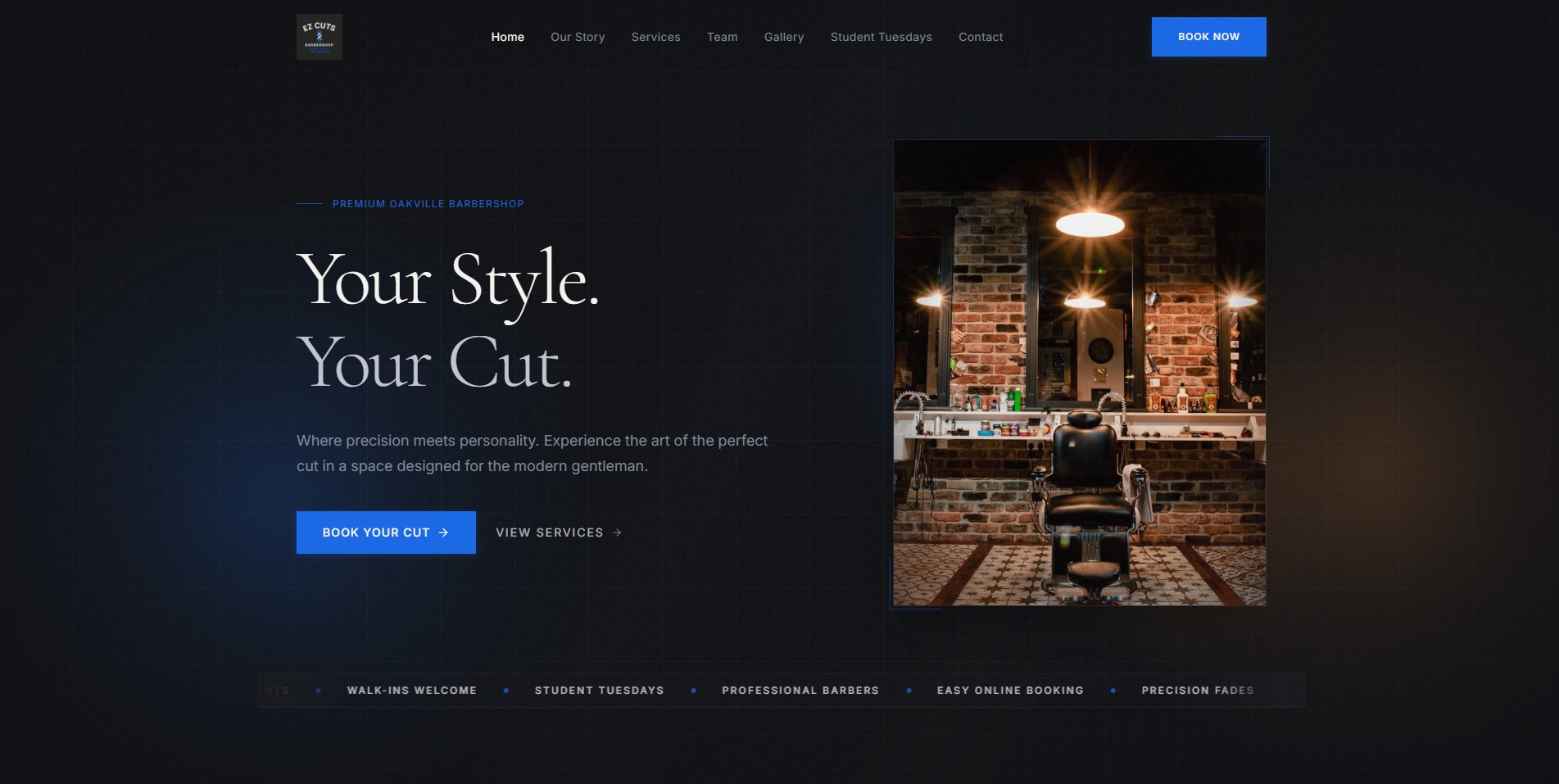 EZ Cuts Barbershop website preview