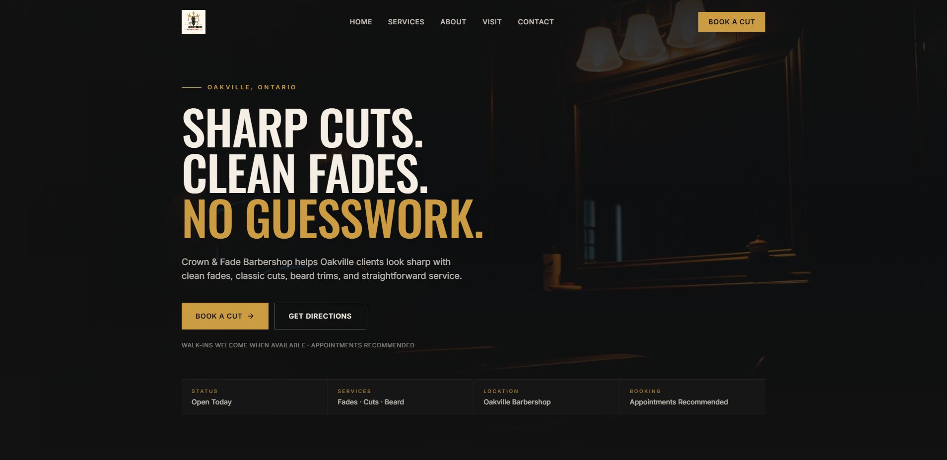 Crown & Fade Barbershop website preview