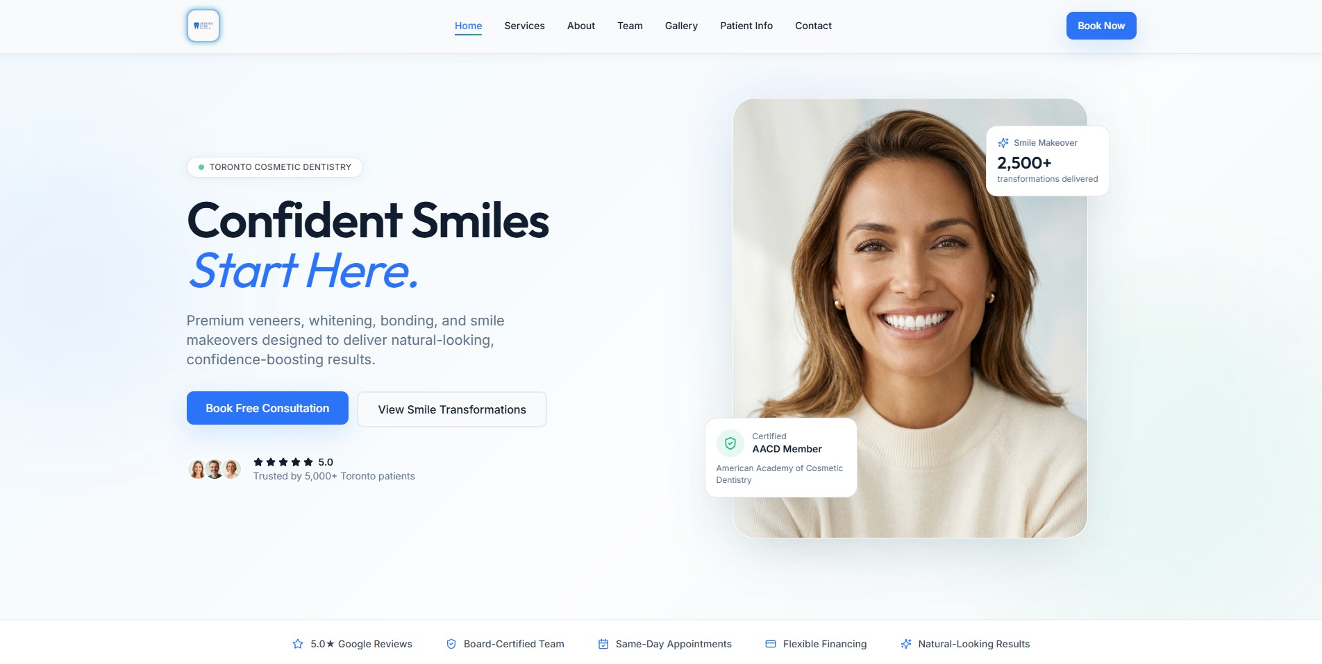 Aurora Luxe Dentistry website preview