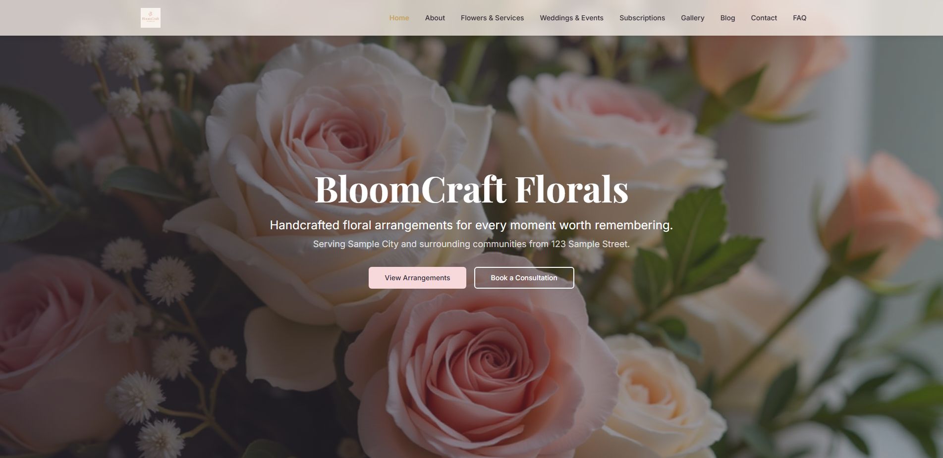 BloomCraft Florals website preview