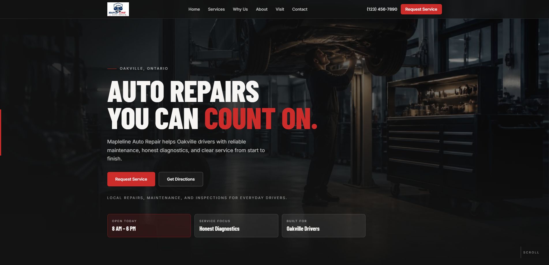 Mapleline Auto Repair website preview