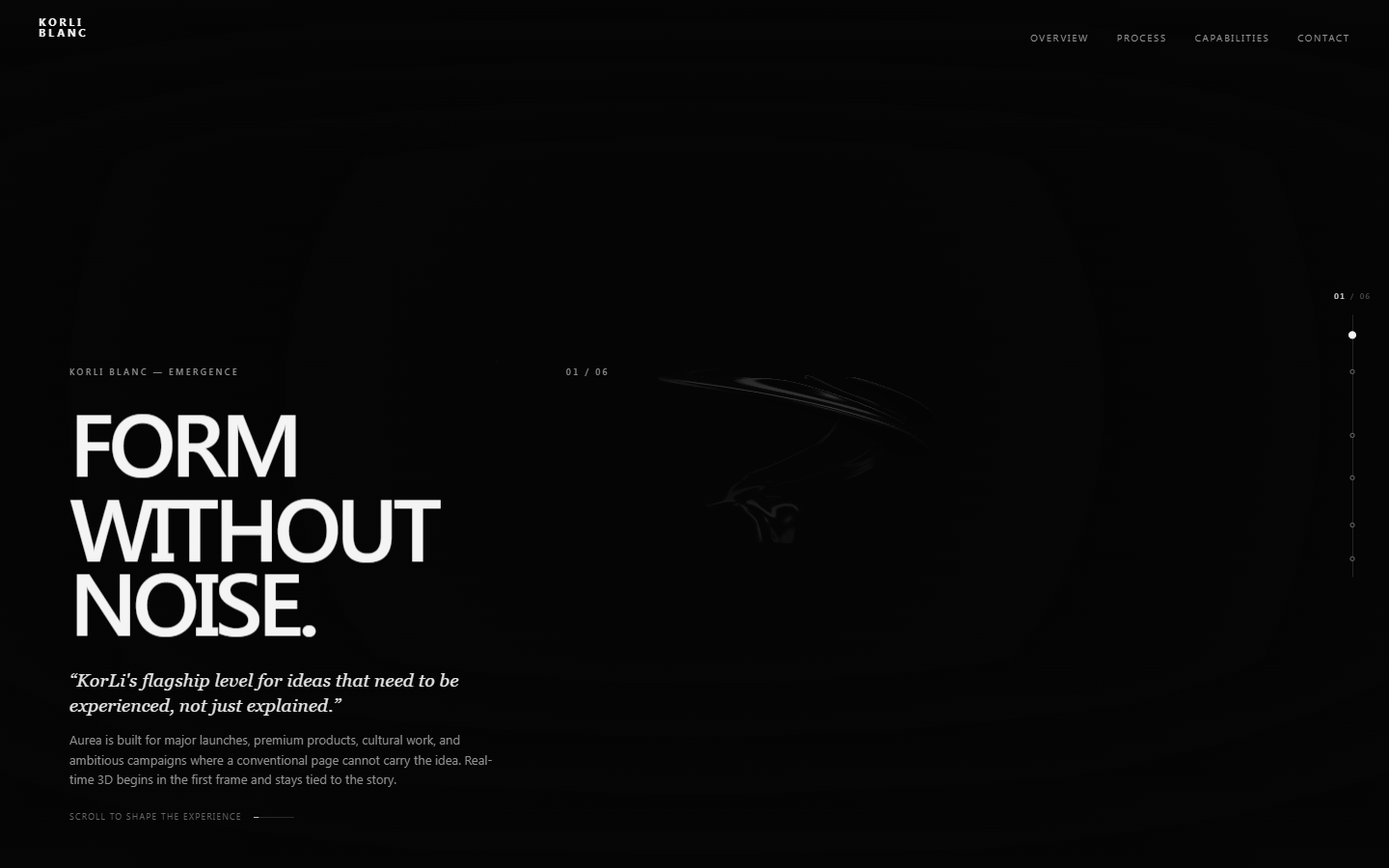 Aurea Blanc premium interactive website hero