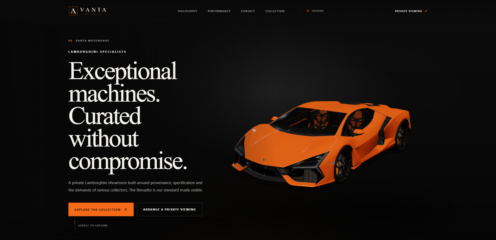 Vanta Motorhaus website preview